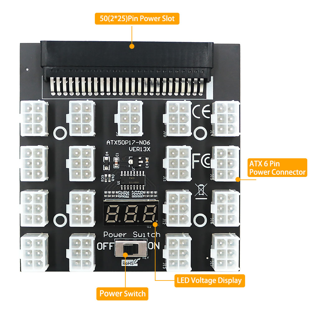 Pci-e 12vに50Pin atx 17 × 6Pin電 - 2400W Server Psu Breakout Board のレビューと価格